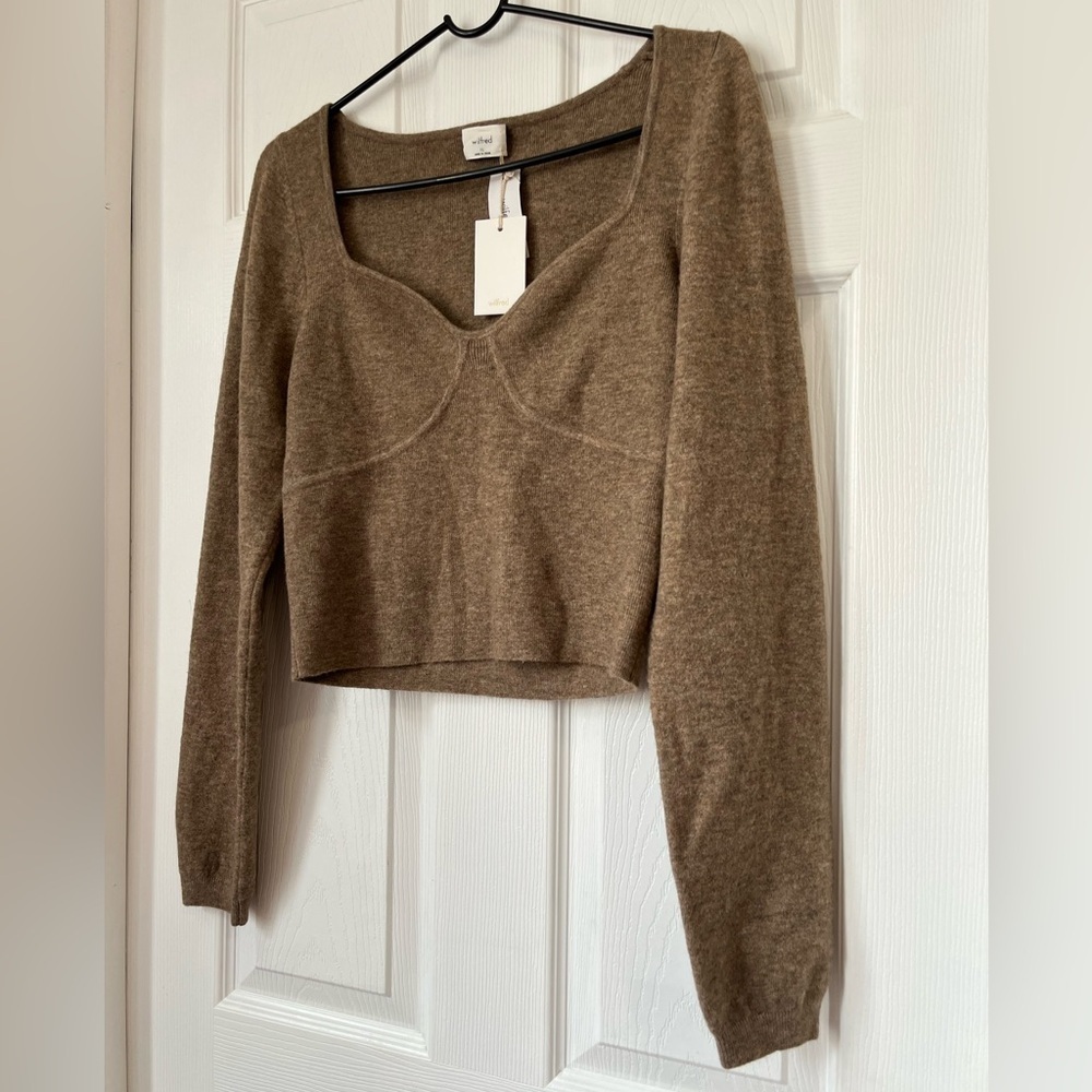 Aritzia Wilfred Greer Sweater Wool Cashmere Blend Heather Cognac XL - Picture 6 of 9